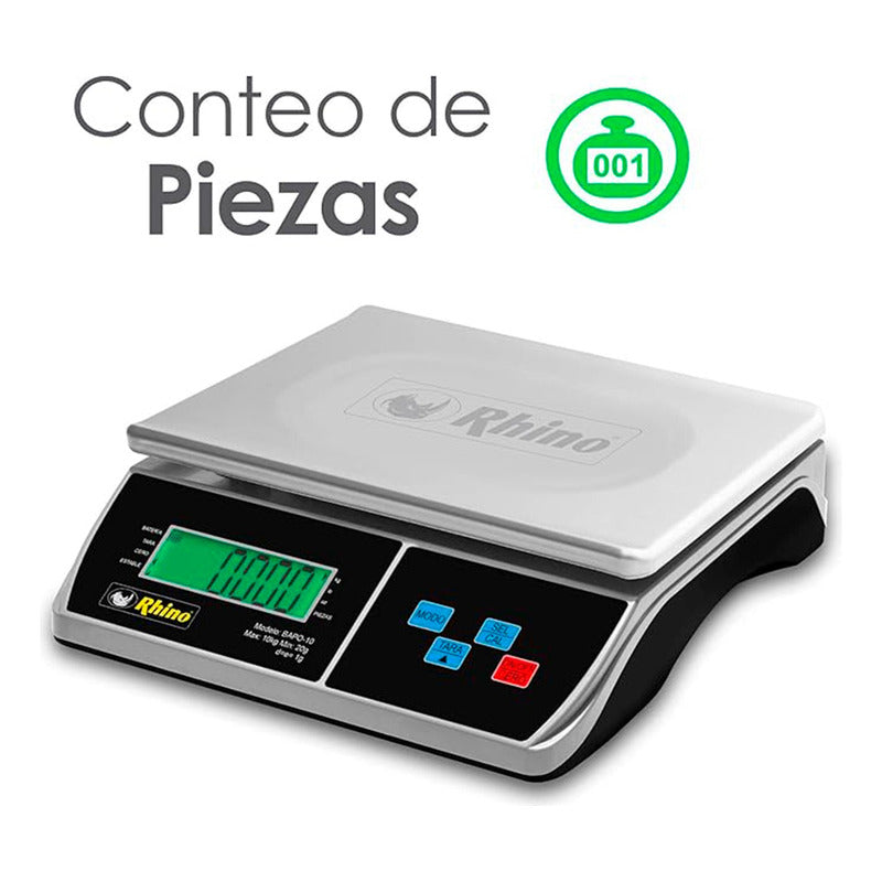 Báscula Comercial Digital Rhino Bapo-10 10kg 30 cm X 23 cm Aluminio