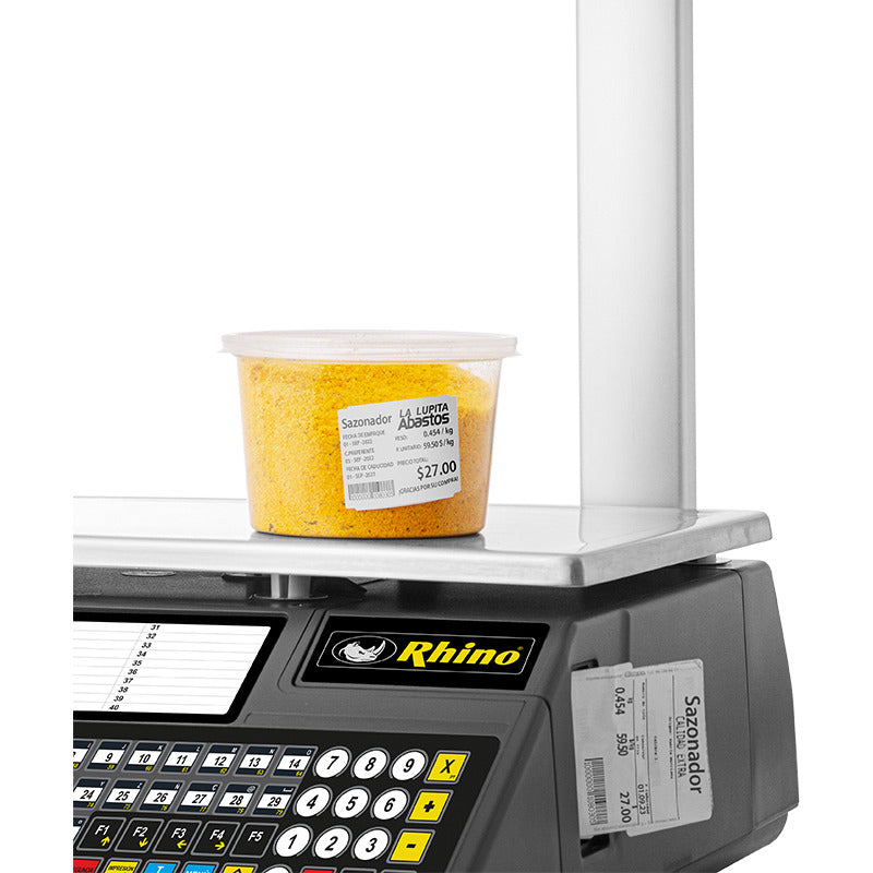 Báscula Etiquetadora Digital Rhino Baet-30 30kg Con Mástil 34 Cm X 26 Cm