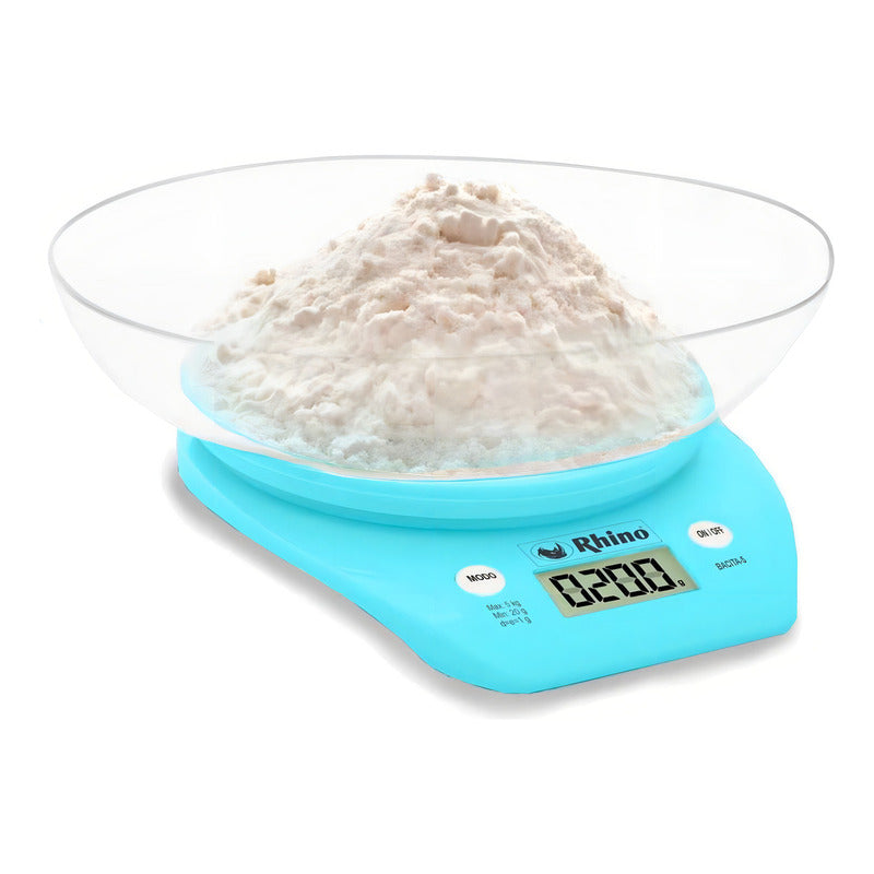 Bascula Gramera De Cocina Electronica 5 Kg Bacita-5 Rhino Color Turquesa
