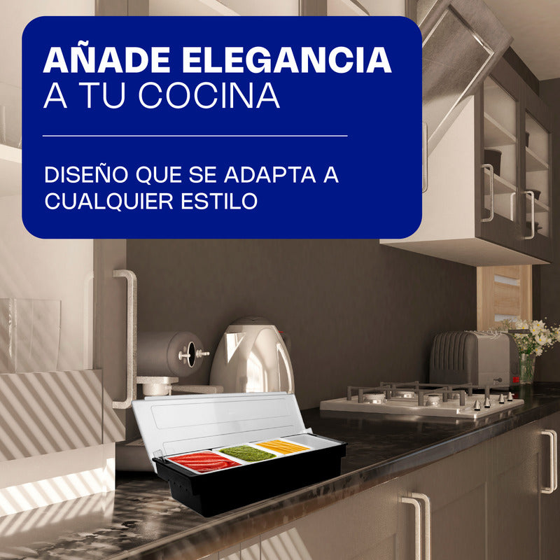 Caja Condimentos Caledonia Caco-4 Especias Ensaladas Cocina Negro