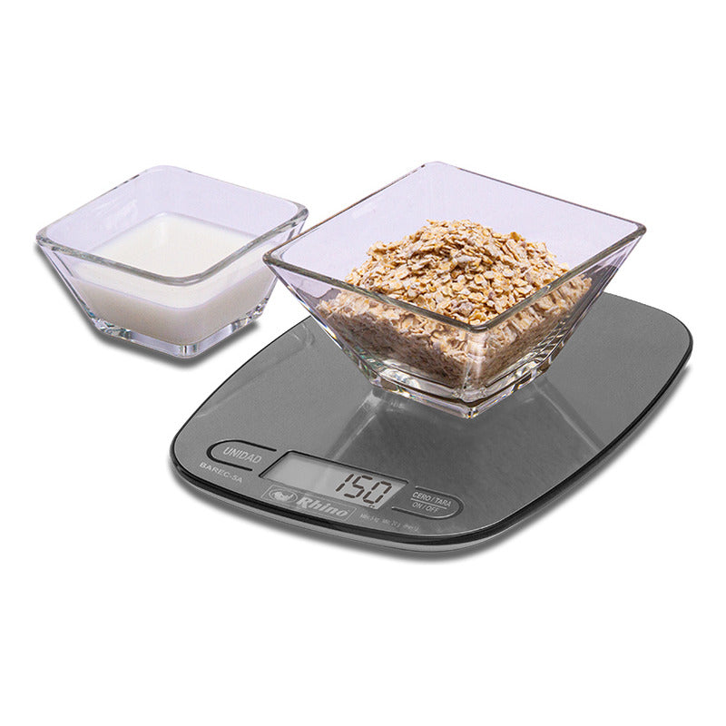 Bascula Digital De Cocina Rhino Gramera Barec-5a 5kg/1g  Gris 5 Kg