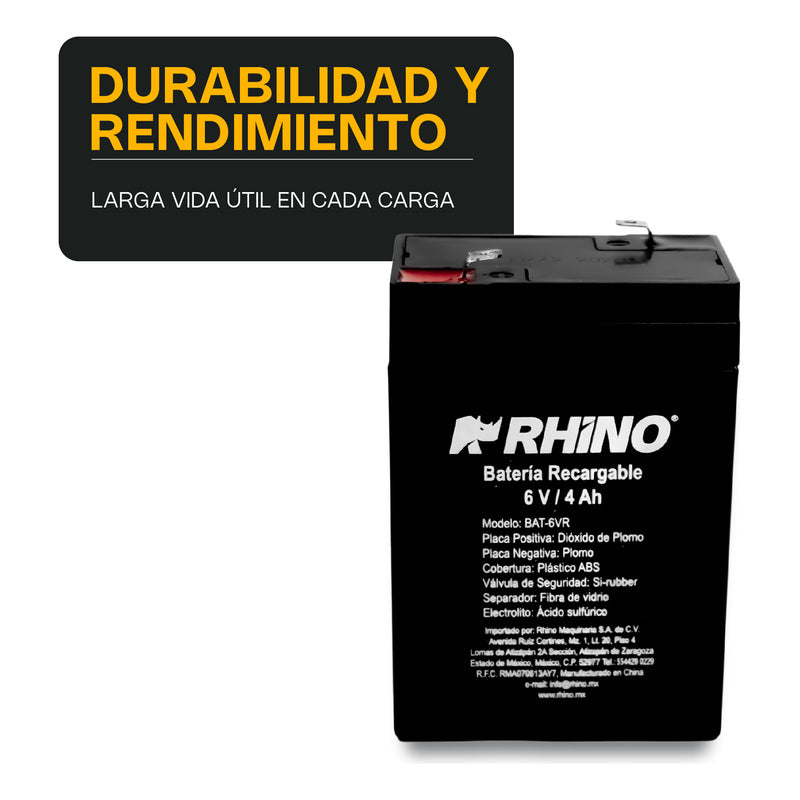 Batería Recargable Para Bascula Digital  Rhino 6v/4ah Negro
