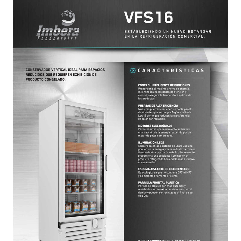 Congelador Comercial Vertical Imbera Vfs-16 Pies Reyfri Blanco