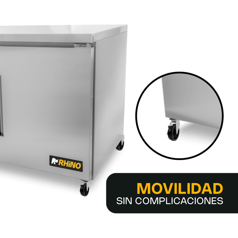 Mesa Refrigerada Bajo Barra Rhino Merbaj-48 A.inox 0°c A 4°c Gris