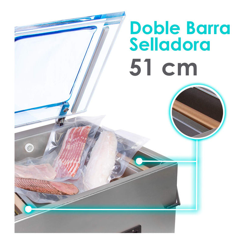 Empacadora Al Vacío Rhino Evac-20p Doble Barra Sellado 51 Cm