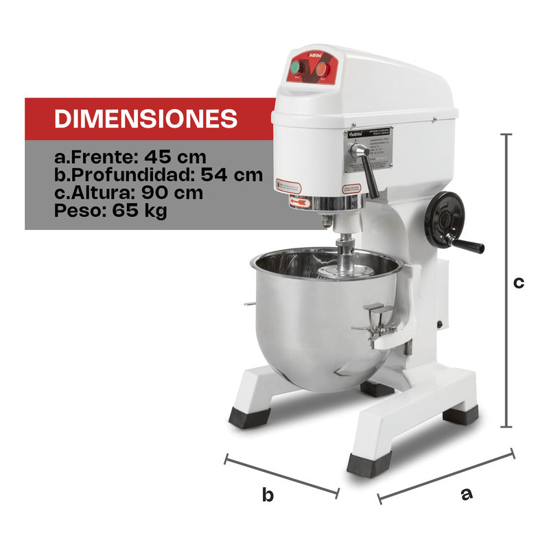 Batidora De Pedestal Planetaria Comercial Vinson Bavin-20 Lt Blanco 60 Hz