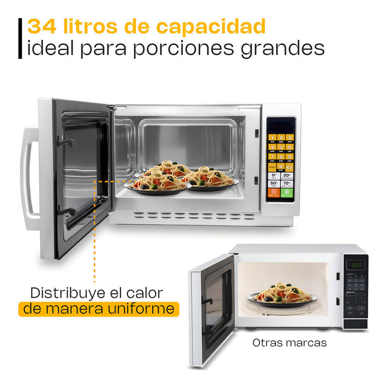 Microondas Industrial Digital Rhino Homic-12d 1000w 1.2ft³ Inoxidable 5 Niveles Potencia 100 Memorias Certificado Nom
