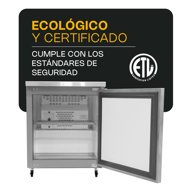 Mesa Refrigerada Bajo Barra Rhino Merbaj-27 A.inox 0°c A 4°c Acero Inoxidable