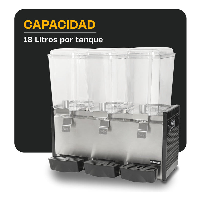 Dispensador Bebidas Frías Disbef-3t 3tanques 18 Lt Rhino Negro