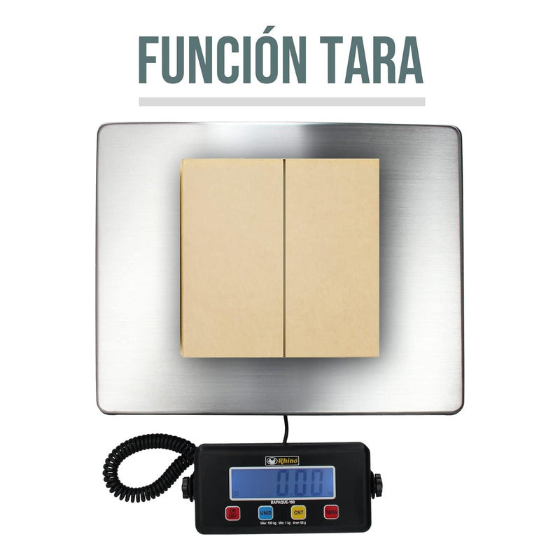 Báscula Para Paquetería Rhino Bapaque-100 Kg C/indicador Negro