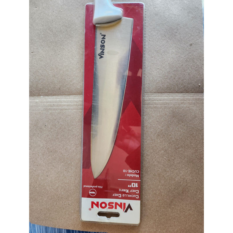Cuchillo Profesional Acero Inox. Chef 10 Vinson Color Blanco