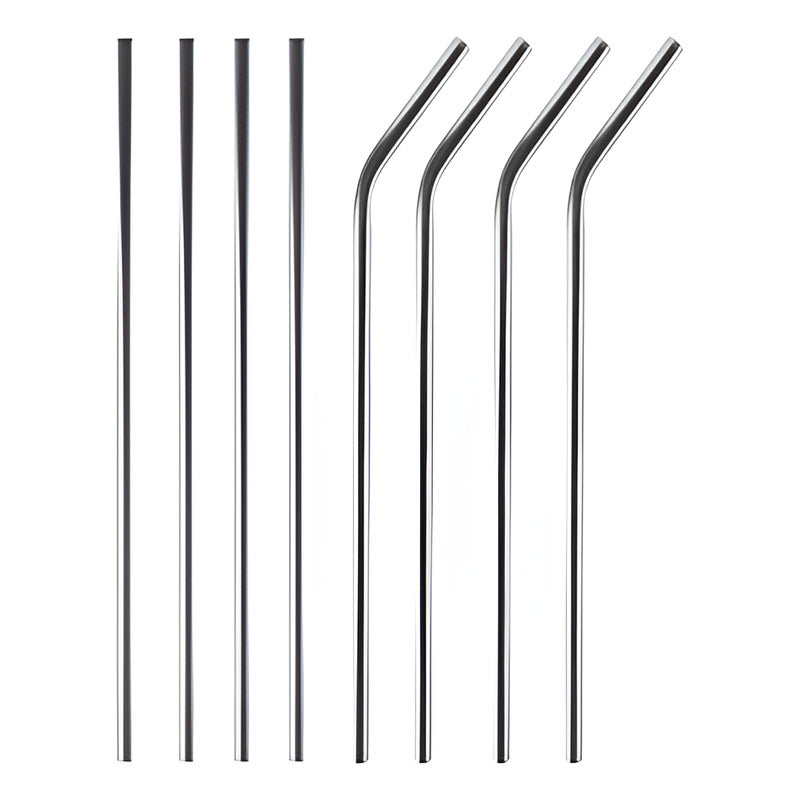 Set 20 Popotes Curvos Acero Inoxidable Ecológicos 26 Cm/6mm Plateado