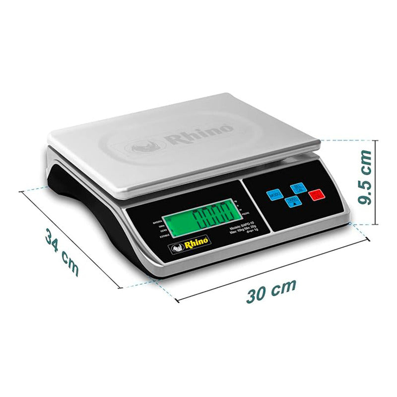 Báscula Comercial Digital Rhino Bapo-10 10kg 30 cm X 23 cm Aluminio