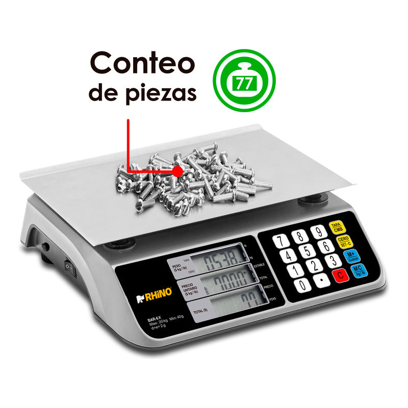 Báscula Comercial Digital Rhino Bar-6 20kg 28 cm X 20 cm