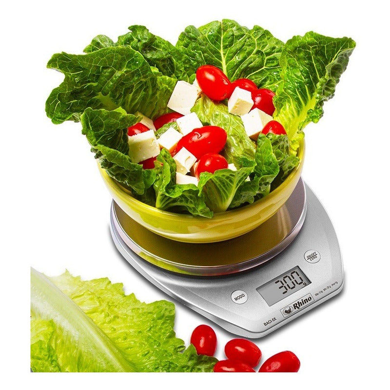 Bascula Digital Rhino De Cocina Baci5x 5kg Plato Acero Inox. Blanco 5 G 5 Kg