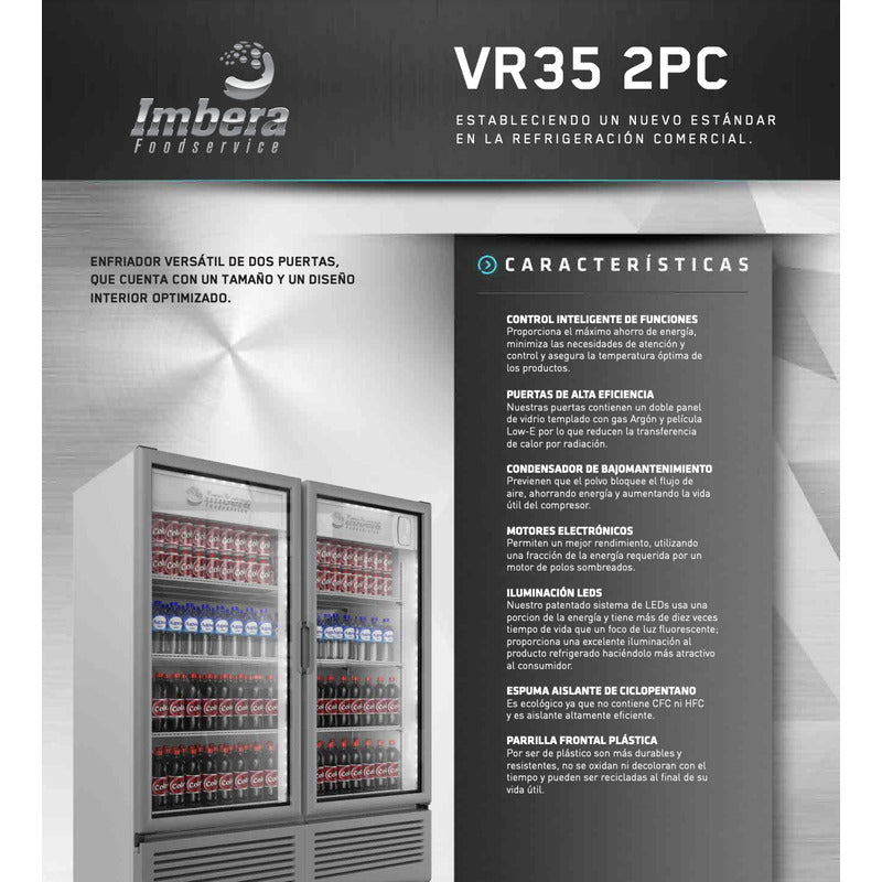 Refrigerador Comercial Vertical Imbera Vrd35 2puertas Reyfri Gris