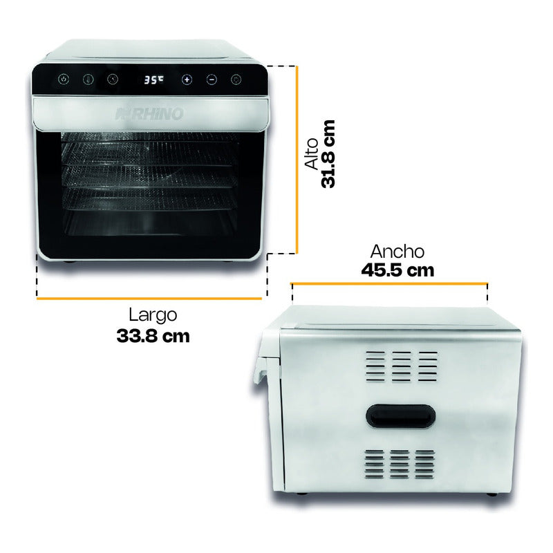 Rhino Deshidratador Alimentos 6 Bandejas Acero 700w Desali-6 Gris