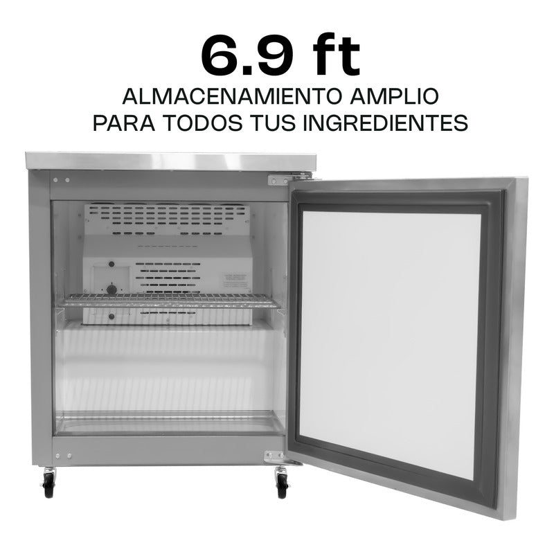 Mesa Refrigerada Bajo Barra Rhino Merbaj-27 A.inox 0°c A 4°c Acero Inoxidable