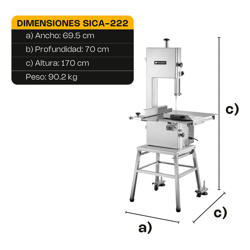 Sierra Para Carne Rhino Sica-222 110v A. Inox 2hp
