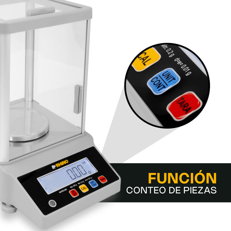 Báscula Digital Electrónica Rhino Bapre-600 Precisión 0.01g