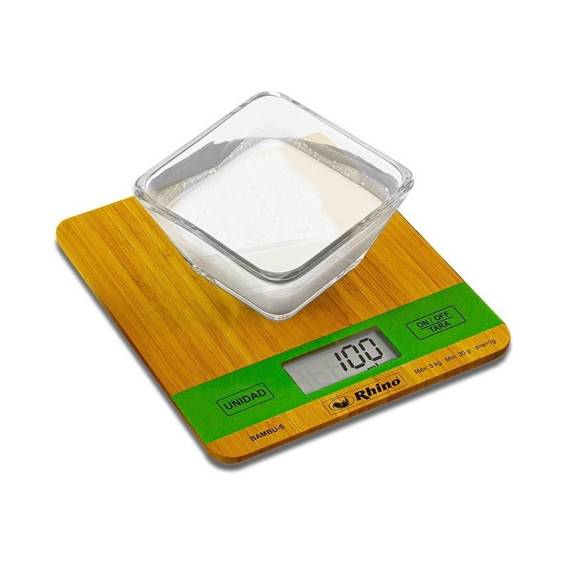 Bascula Digital Rhino Cocina Elegante Bambu5 Kg Precisión 1g Marrón Claro 5 G 5 Kg