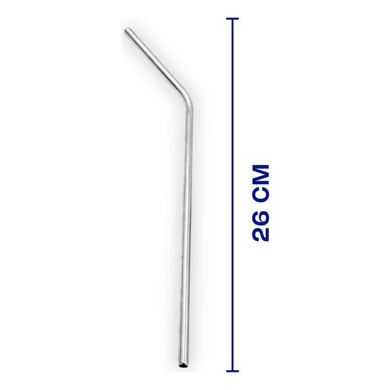 Set 20 Popotes Curvos Acero Inoxidable Ecológicos 26 Cm/6mm Plateado