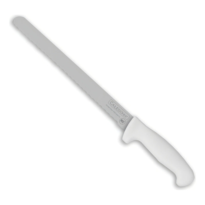 Cuchillo Pan Caledonia 10  Acero Profesional Nsf Mango Blanco