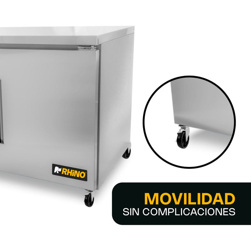 Mesa Refrigerada Bajo Barra Rhino Merbaj48 1/4hp 0 A 4°c Gris