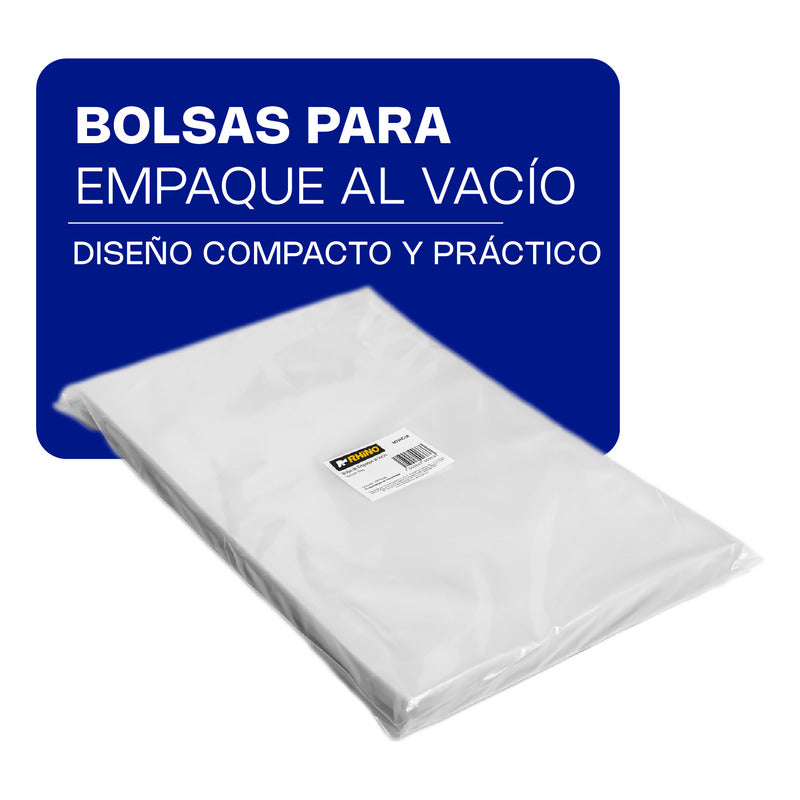 100 Bolsas Para Empaque Al Vacío Rhino 25 X 38cm Bovac-38