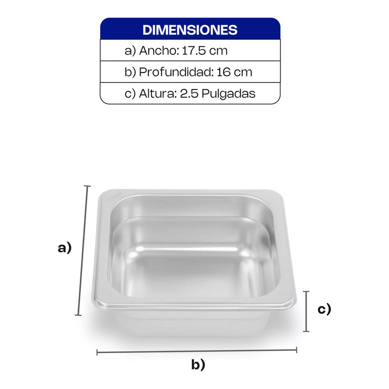 Inserto Acero Inoxidable 1/6 Profundidad 6.4 Cm Inas-2.5