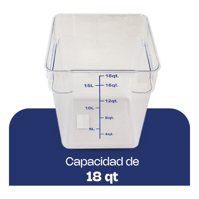 Recipiente Policarbonato Cuadrado 18 Qt Caldonia Repocu-18
