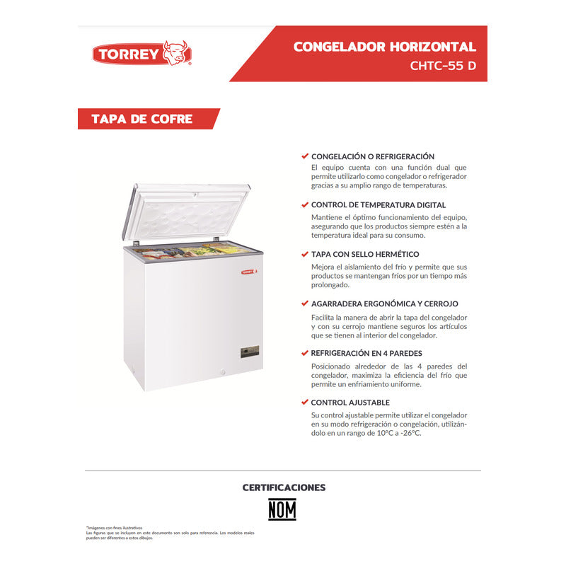Congelador Horizontal Torrey Chtc-55d  Blanco 5.2ft³ 115v  Blanco
