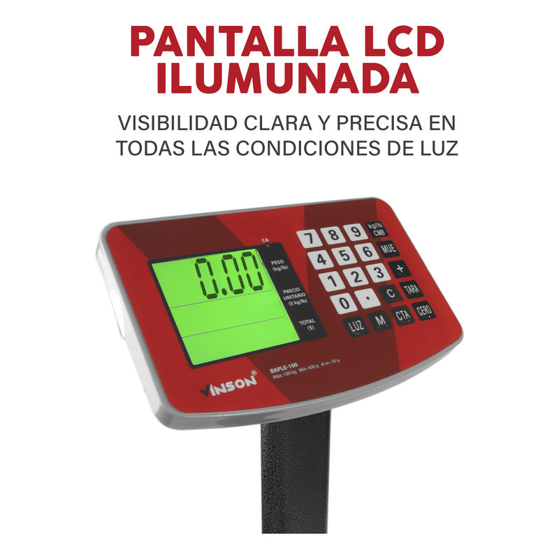 Báscula Digital Plataforma Plegable Vinson/rhino Baple100 Kg Rojo