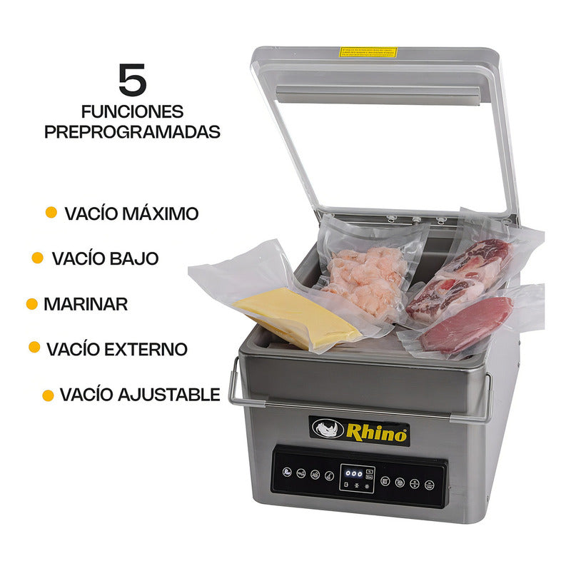 Empacadora Alto Vacío Rhino Evac4 Acero Inoxidable