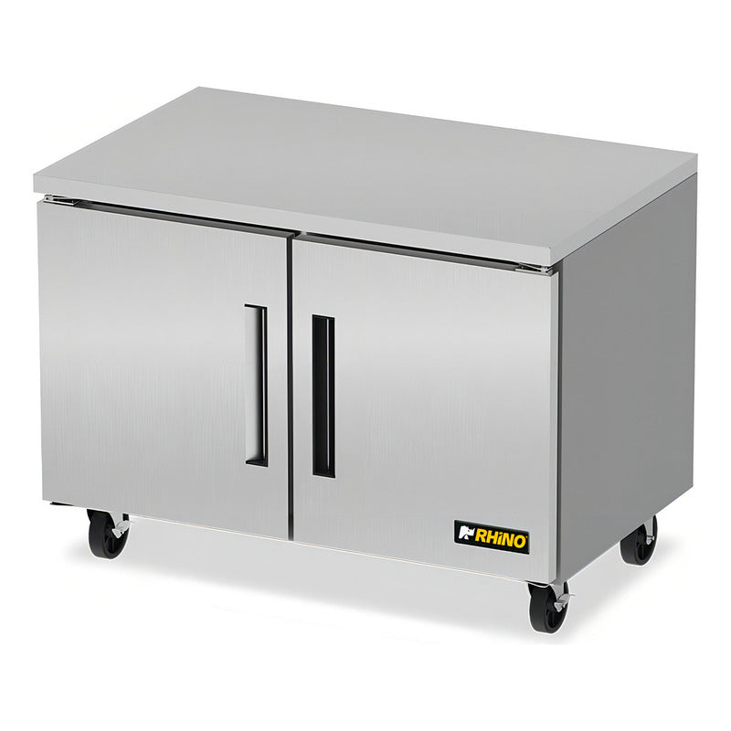 Mesa Refrigerada Bajo Barra Rhino Merbaj48 1/4hp 0 A 4°c Gris