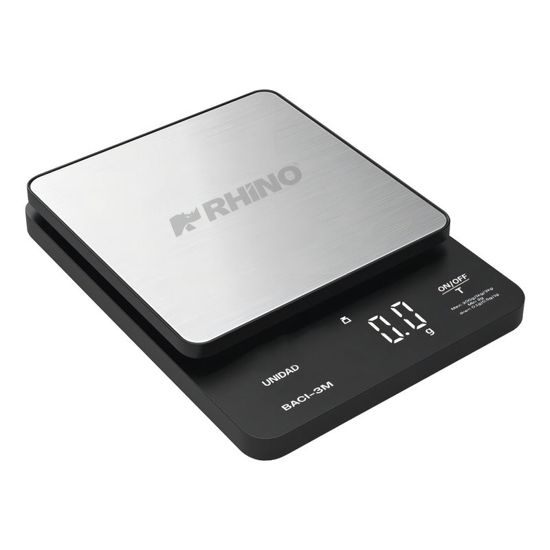 Báscula Digital De Precisión 3kg/0.1g Led Rhino Baci-3m Capacidad Máxima 5 Kg Color Negro 3 Kg
