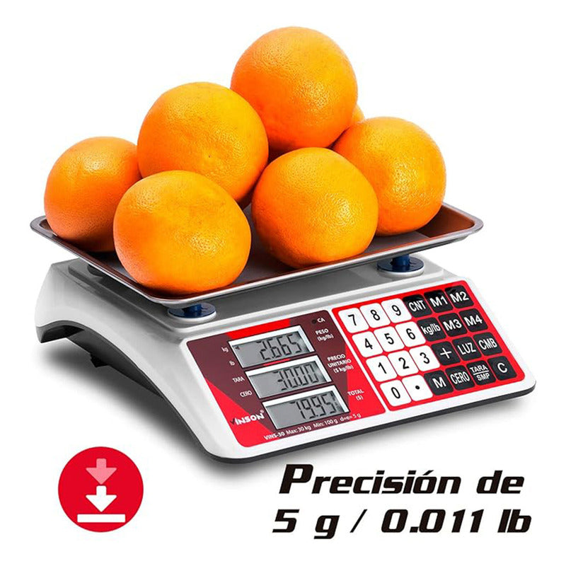 Báscula Digital Vinson Rhino 30kg Color Blanco Peso Máximo Soportado 30 Kg