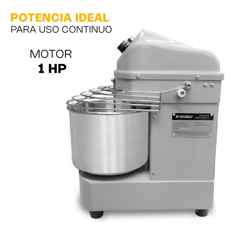 Amasadora Rhino Amasa-10 10 L Motor 1 Hp Tazón A. Inoxidable