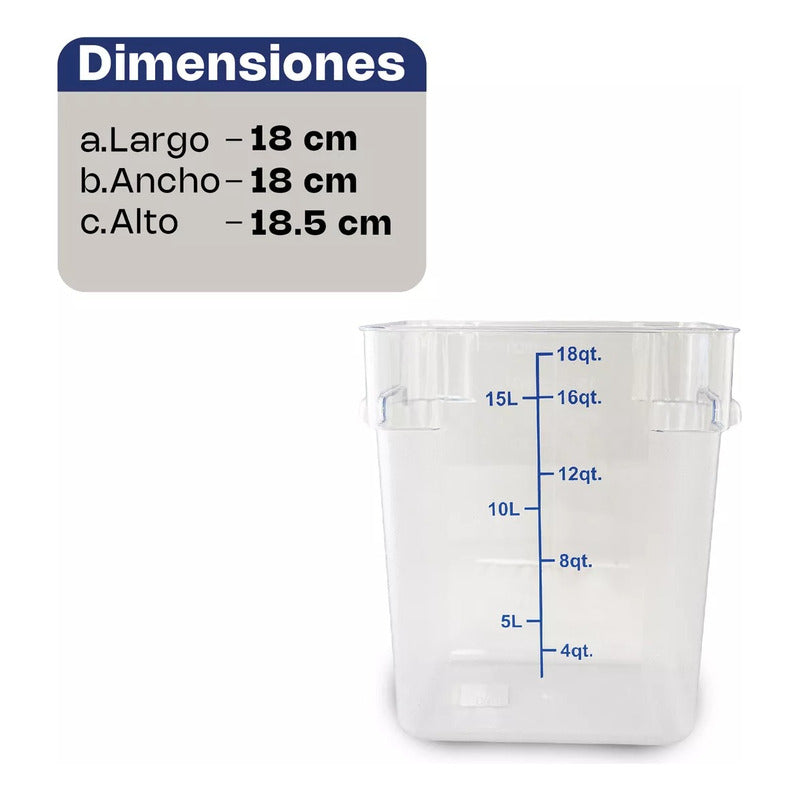 Recipiente Policarbonato Cuadrado 4 Qt Caledonia Repocu-4