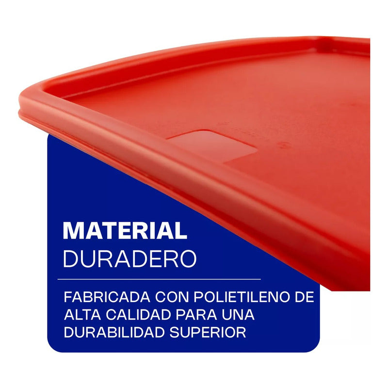 Tapa Roja Para Recipiente Cuadrado Caledonia Tapecu-68r Rojo