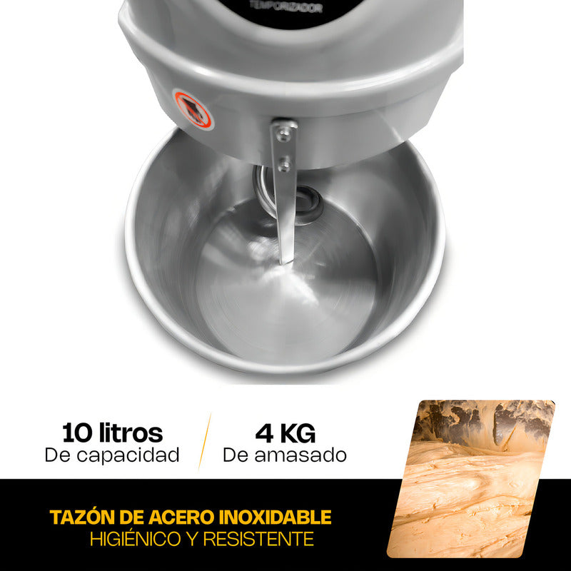 Amasadora Comercial Rhino Amasa-10 1 Hp 10 Litros 1796 Rpm