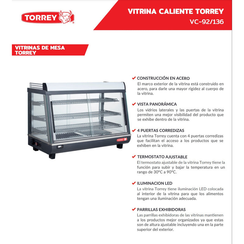 Vitrina Caliente Torrey De Mostrador Vc-92/136
