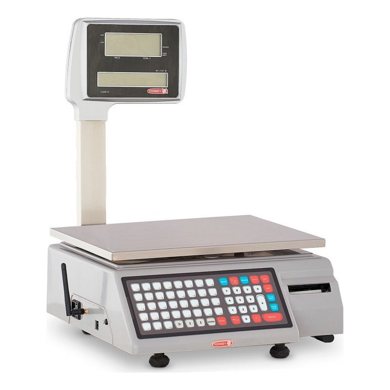 Báscula Comercial Etiquetadora Torrey Wlabel-40p 40kg Con Mástil 127v Gris 38 cm X 30 cm