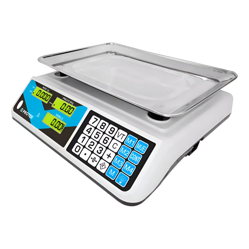 Báscula Comercial Digital Protek Bpk-40p 40 Kg 110 Vca Blanco/azul/negro