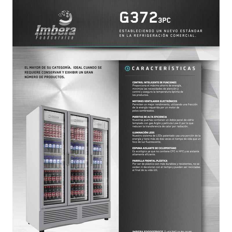 Refrigerador Comercial Imbera G372 72 Pies 3 Puertas Reyfri Gris