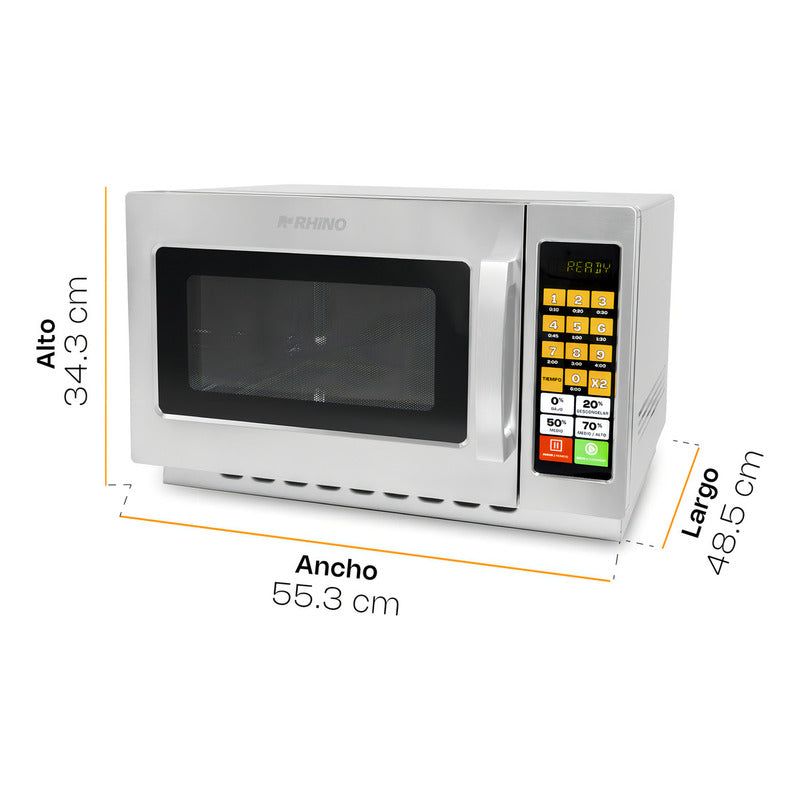 Microondas Industrial Digital Rhino Homic-12d 1000w 1.2ft³ Inoxidable 5 Niveles Potencia 100 Memorias Certificado Nom