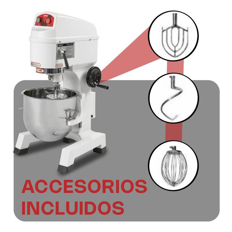 Batidora De Pedestal Planetaria Comercial Vinson Bavin-20 Lt Blanco 60 Hz