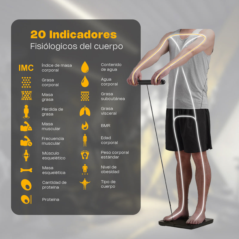 Bascula Digital Corporal 8 Electrodos Rhino 180kg Con App Negro