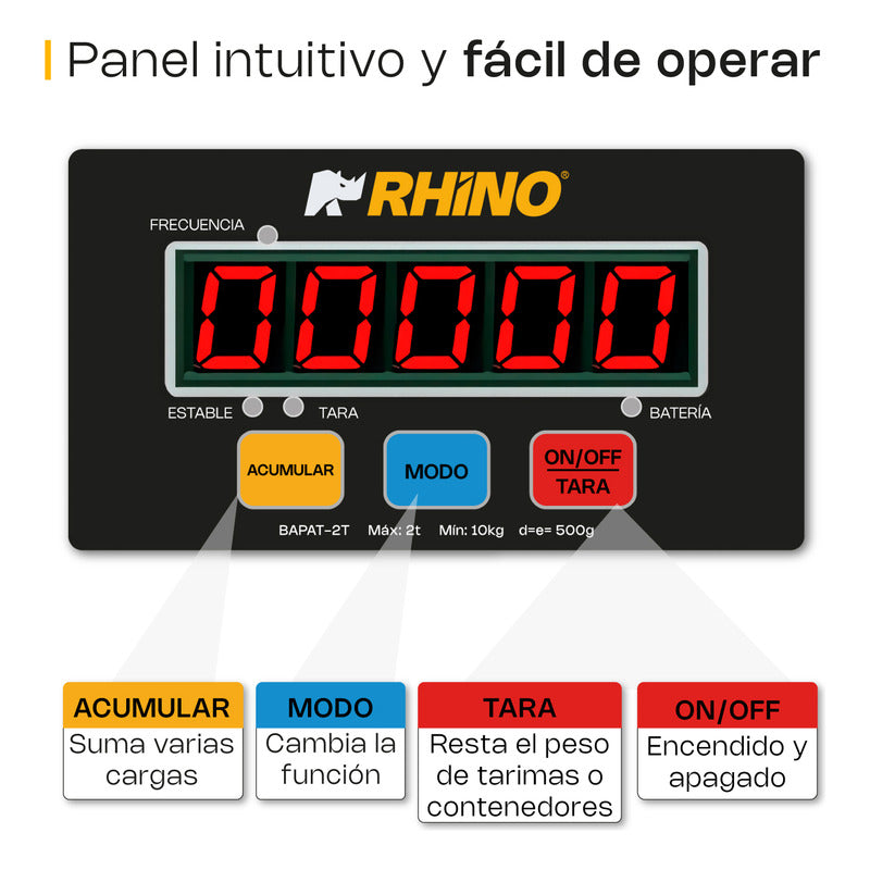 Báscula De Patín Rhino Bapat-2t 2000kg Con Control Remoto Amarillo