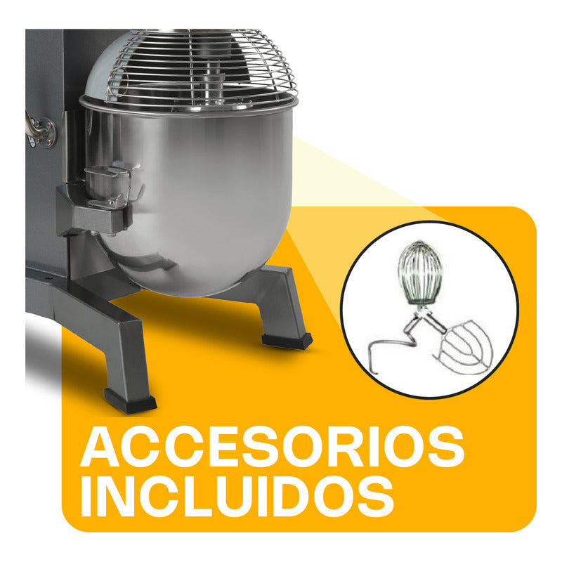 Batidora Planetaria Industrial Rhino Bati-20x Amasado 7.5kg Amarillo 60 Hz